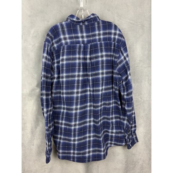 Woolrich Woolen Mills Heavyweight Plaid Flannel Shirt Shacket Mens XL Blue - Picture 2 of 14